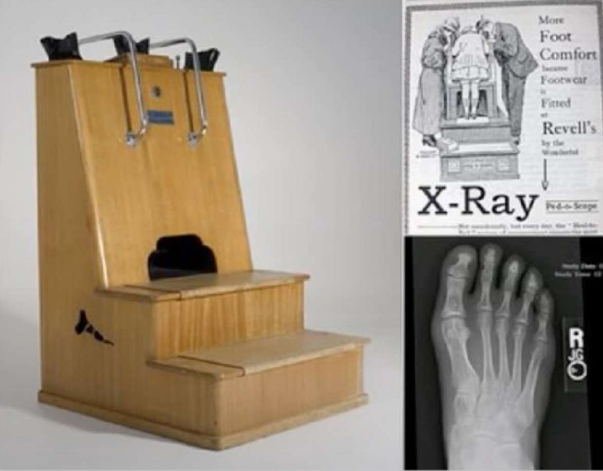 Calzador de zapatos que utilizaba rayos x